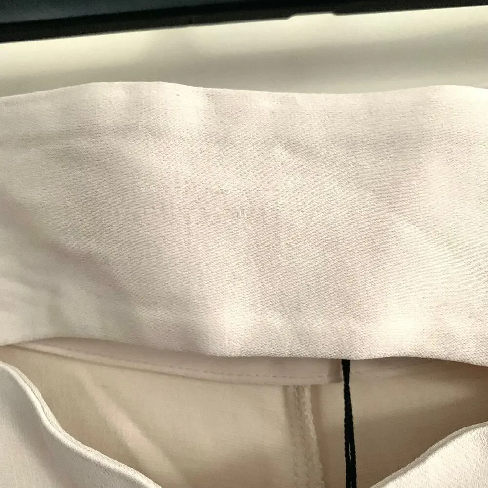 Zara Full Length Trousers with Cutout Opening in Ecru Off White
